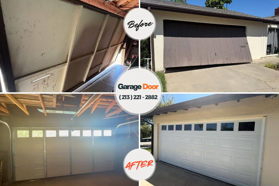 Before and after: garage door repair DeWitt, AR